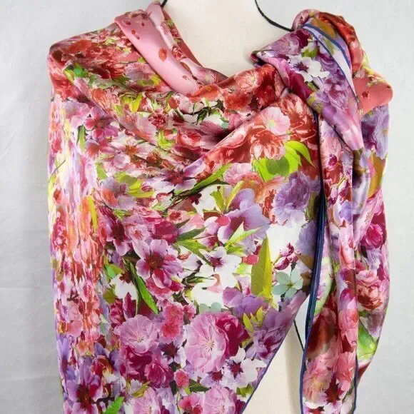 Silk floral print over size‎ scarf